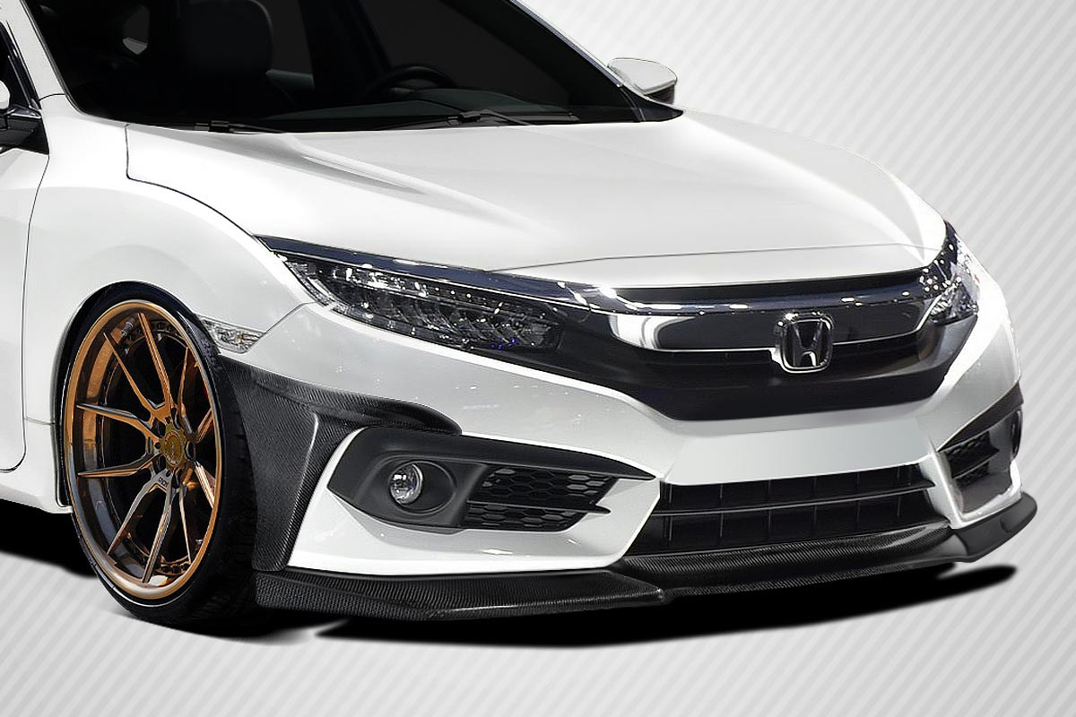 2016-2018 Honda Civic 2DR 4DR Carbon Creations Yoka Front Lip Spoiler Air Dam - 3 Pieces / Vehicle Year Make Model Trim - 2016-2018-Honda Civic ALL / Product Type - Front Lip/Add On / Style Name -Yoka / Kit Material - Carbon Fiber / Notes -