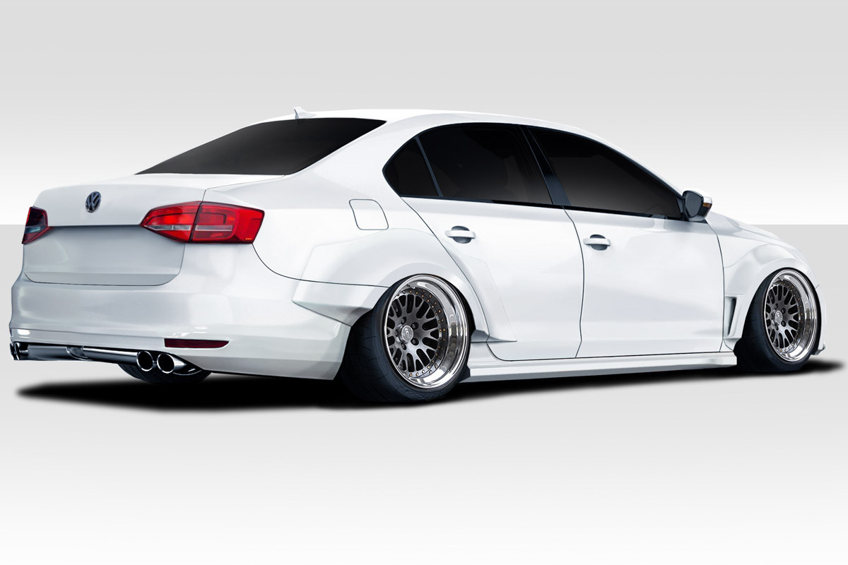 2011-2018 Volkswagen Jetta Duraflex KTV Wide Body Kit - 12 Pieces - Includes KTV Front Fender Flares (117447) KTV Side Skirts (117448) KTV Rear Fender Flares ( 117449).  / Vehicle Year Make Model Trim - 2011-2018-Volkswagen Jetta ALL / Product Type - Kit / Style Name -KTV / Kit Material - FRP (Fiberglass Reinforced Plastics) / Notes -