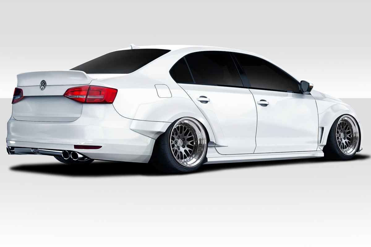 2011-2018 Volkswagen Jetta Duraflex KTV Wide Body Kit - 13 Pieces  - Includes KTV Front Fender Flares (117447) KTV Side Skirts (117448) KTV Rear Fender Flares ( 117449) KTV Rear Wing Spoiler (117450)  / Vehicle Year Make Model Trim - 2011-2018-Volkswagen Jetta ALL / Product Type - Kit / Style Name -KTV / Kit Material - FRP (Fiberglass Reinforced Plastics) / Notes -