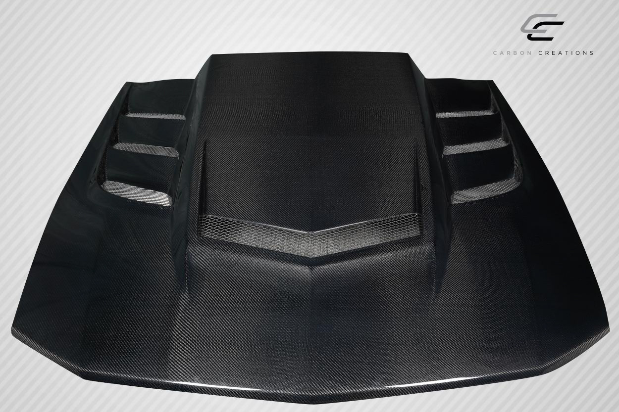 2005-2009 Ford Mustang Carbon Creations Interceptor Hood - 1 Piece / Vehicle Year Make Model Trim - 2005-2009-Ford Mustang ALL / Product Type - Hood / Style Name -Interceptor / Kit Material - Carbon Fiber / Notes -