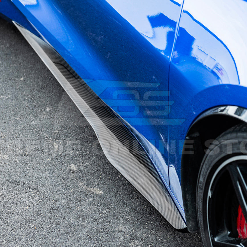 EOS Z06 Style Side Skirt Rocker Panels - Hydro Dipped Carbon - C8 Corvette (SS-670-CFLK)