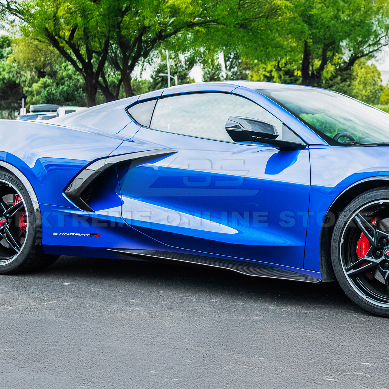 EOS Z06 Style Side Skirt Rocker Panels - Hydro Dipped Carbon - C8 Corvette (SS-670-CFLK)