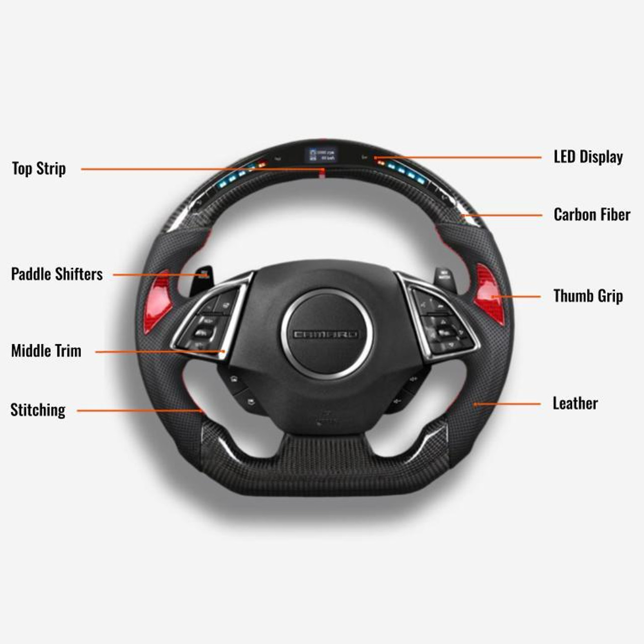 Carbon Fiber Steering Wheel w. Custom Options - 16-24 Gen 6 Camaro