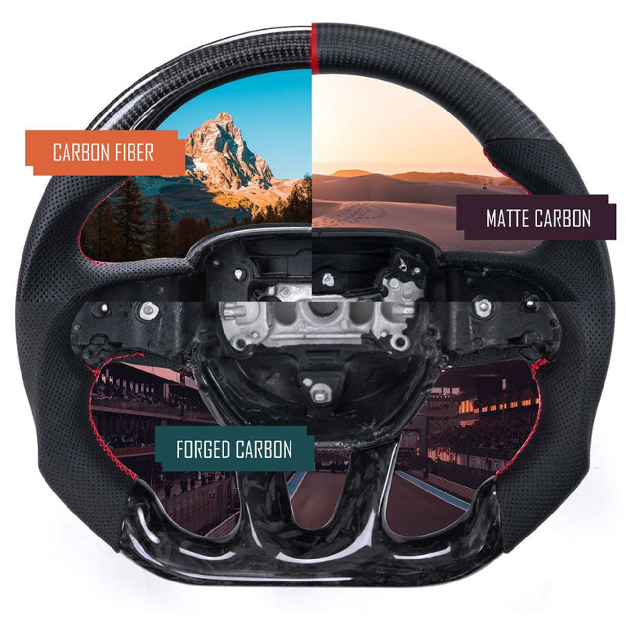 Carbon Fiber Steering Wheel w. Custom Options - 15-23 Ford Mustang