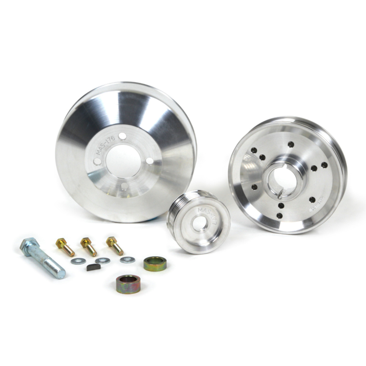 BBK 96-01 Mustang 4.6 GT Cobra Underdrive Pulley Kit - Lightweight CNC Billet Aluminum (3pc) - 1555