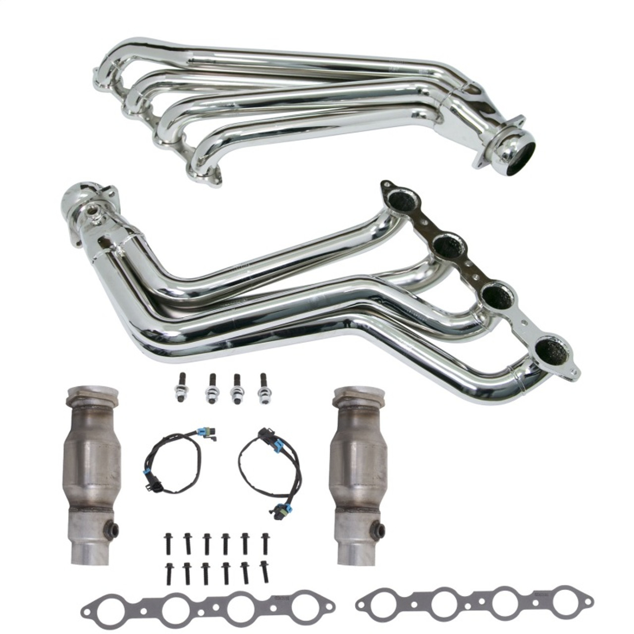 BBK 10-15 Camaro LS3 L99 Long Tube Exhaust Headers With Converters - 1-3/4 Chrome - 4021