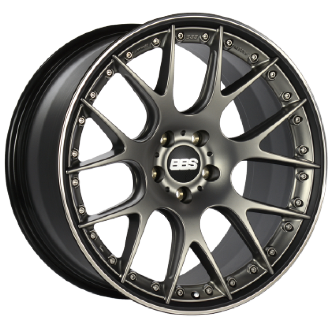 BBS CH-RII 22x11.5 5x130 ET50 / 71.6 CB Satin Platinum Center Black Lip SS Rim Protector Wheel - CH7500PBPO