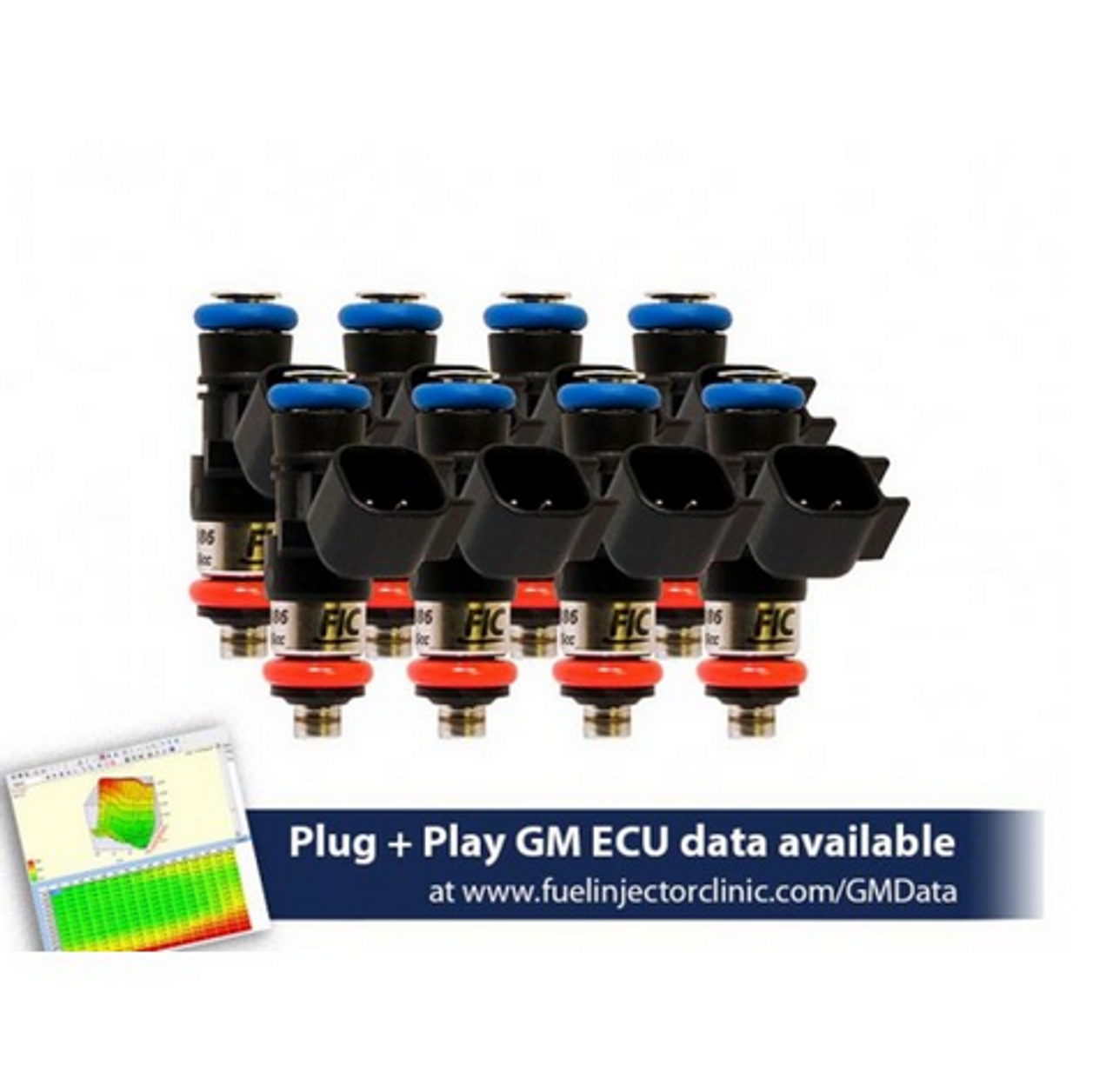 Fuel Injector Clinic 1200cc Injector Set w. EV6 Plug for LS3, LS7, L76, L92, and L99 engines (High-Z)