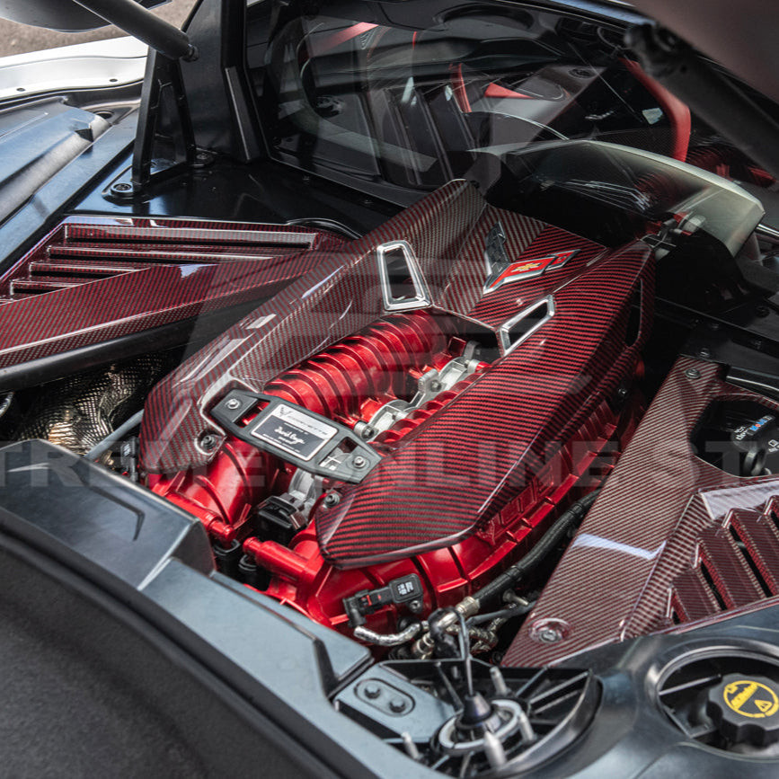 EOS Red Carbon Fiber Engine Cover - C8 Corvette Z06 (VENT-697-RDCF)