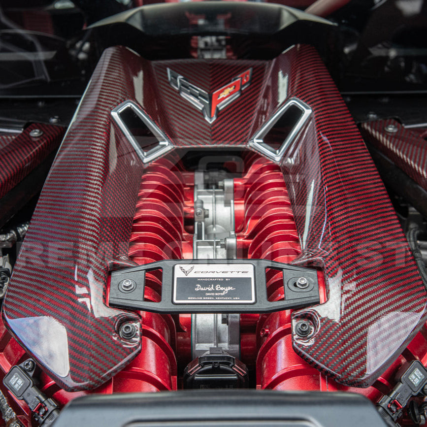 EOS Red Carbon Fiber Engine Cover - C8 Corvette Z06