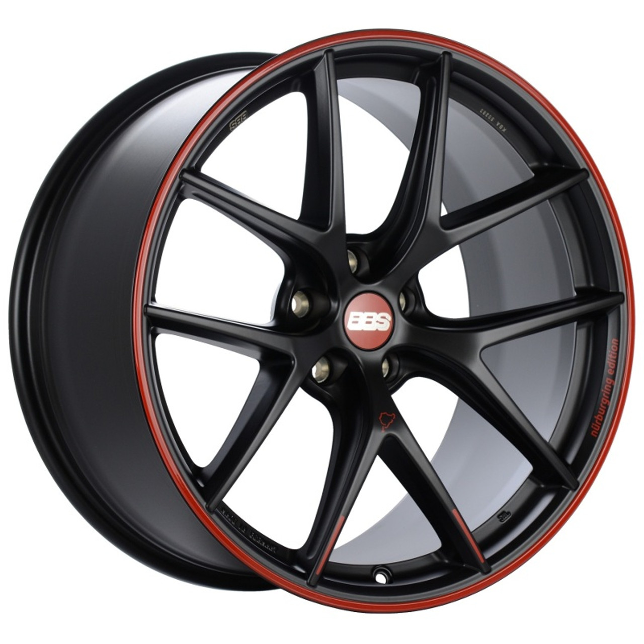BBS CI-R Nurburgring Edition 19x8.5 5x112 ET32 Satin Black/Red Lip Wheel - 82mm PFS/Clip Req. - CI2101NE