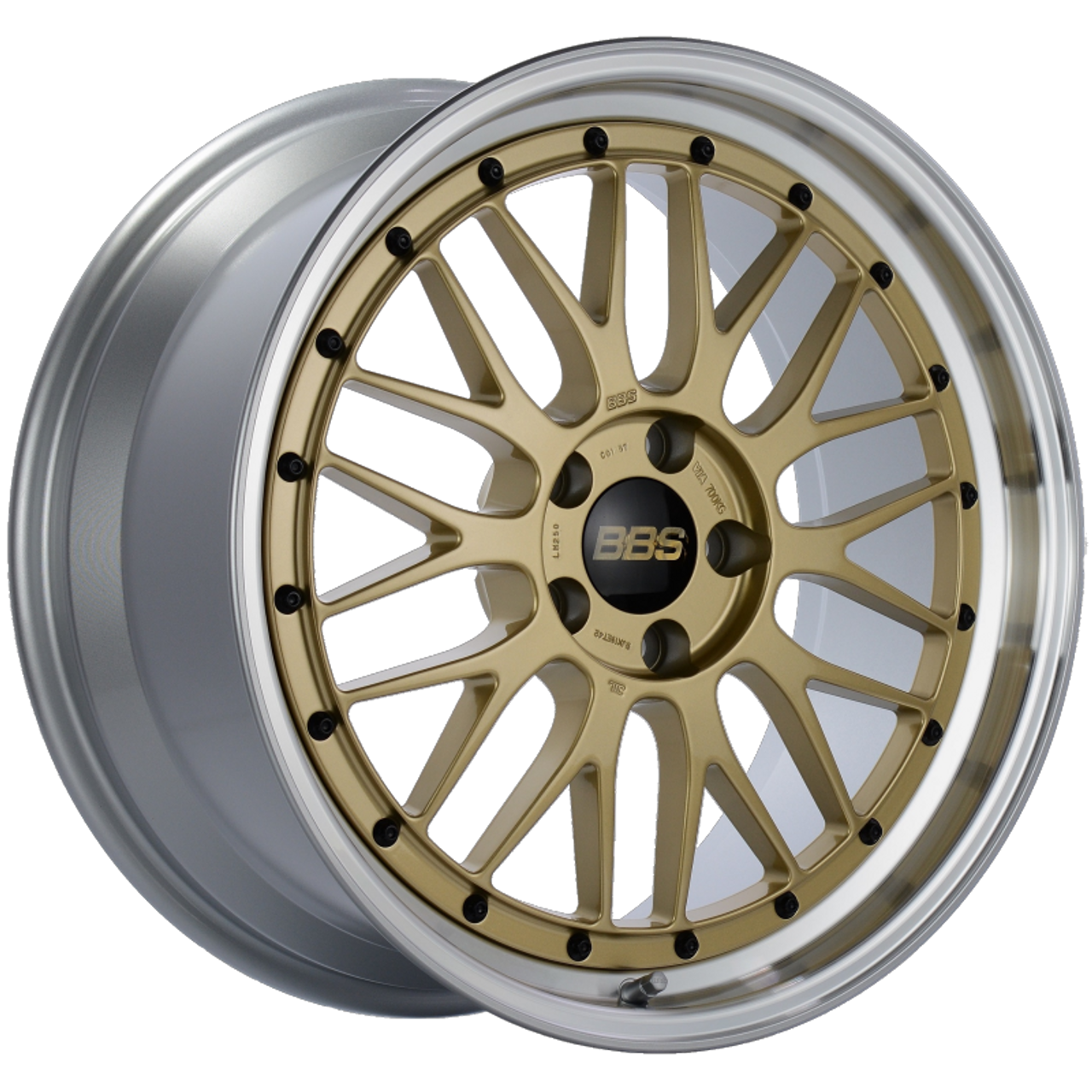 BBS LM 19x9 5x112 ET42 Gold Center Diamond Cut Lip Wheel -82mm PFS/Clip Required - LM250GPK