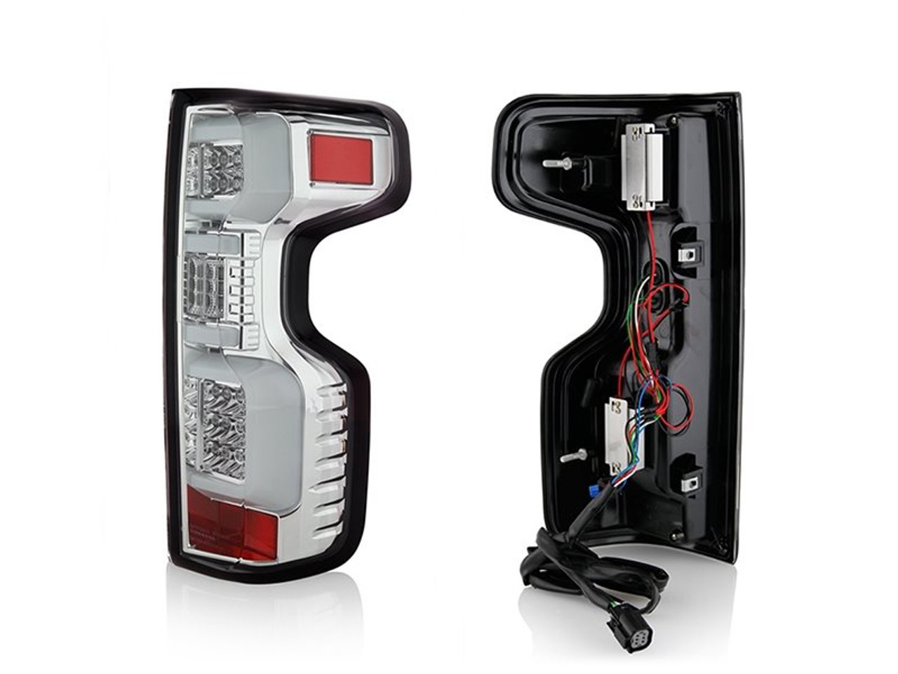 Spyder LED Tail Lights - Chrome Housing / Clear Lens - 19-21 Silverado w. Factory Halogen Bulbs