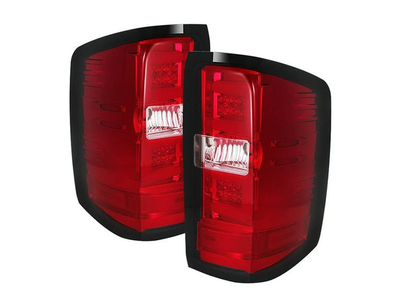 Spyder LED Tail Lights - Chrome Housing / Red Lens - 14-18 Silverado 1500