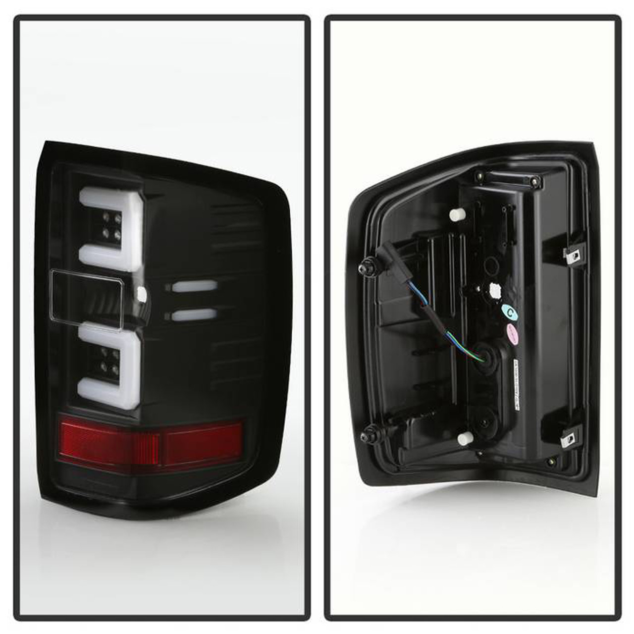 Spyder Light Bar LED Tail Lights - Black Housing / Clear Lens - 16-18 Silverado 1500