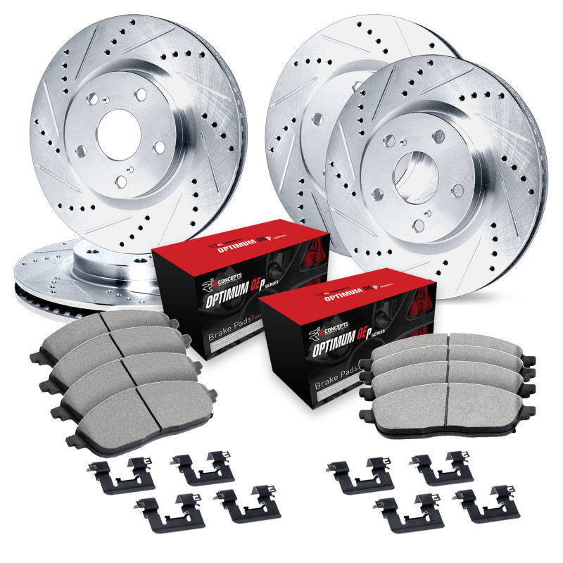 R1 13-20 Subaru WRX Front & Rear Drill/Slot Silver Rotors w/Optimum Pads - WGUH2-13008 Photo - Primary