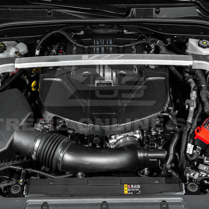 EOS Carbon Fiber Engine Cover - 2022+ Cadillac CT5-V Blackwing (VENT-1358-BKCF)