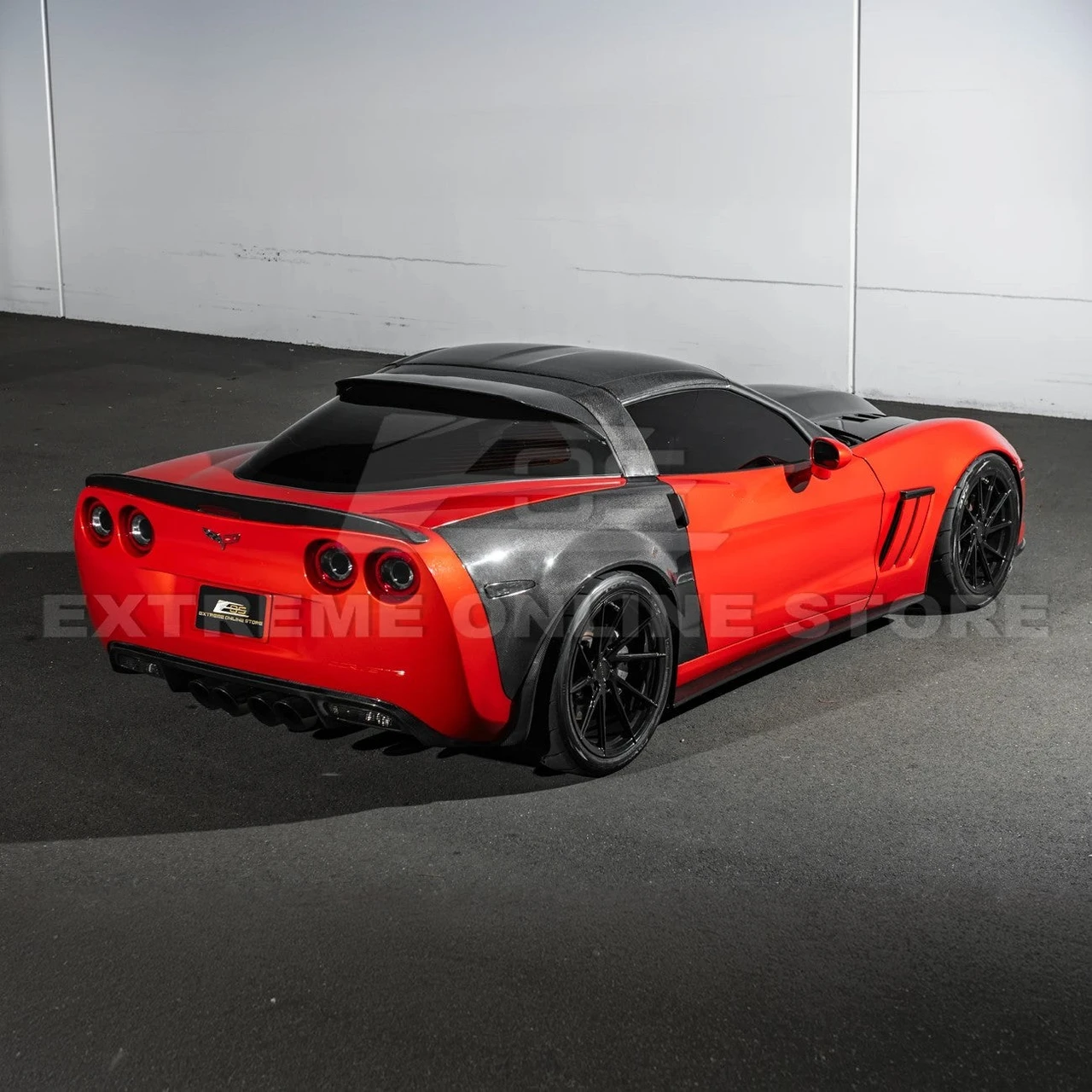 EOS Carbon Fiber Roof Spoiler - 05-13 C6 Corvette Base / GS / Z06 / ZR1 (SPOILER-1357-BKCF)
