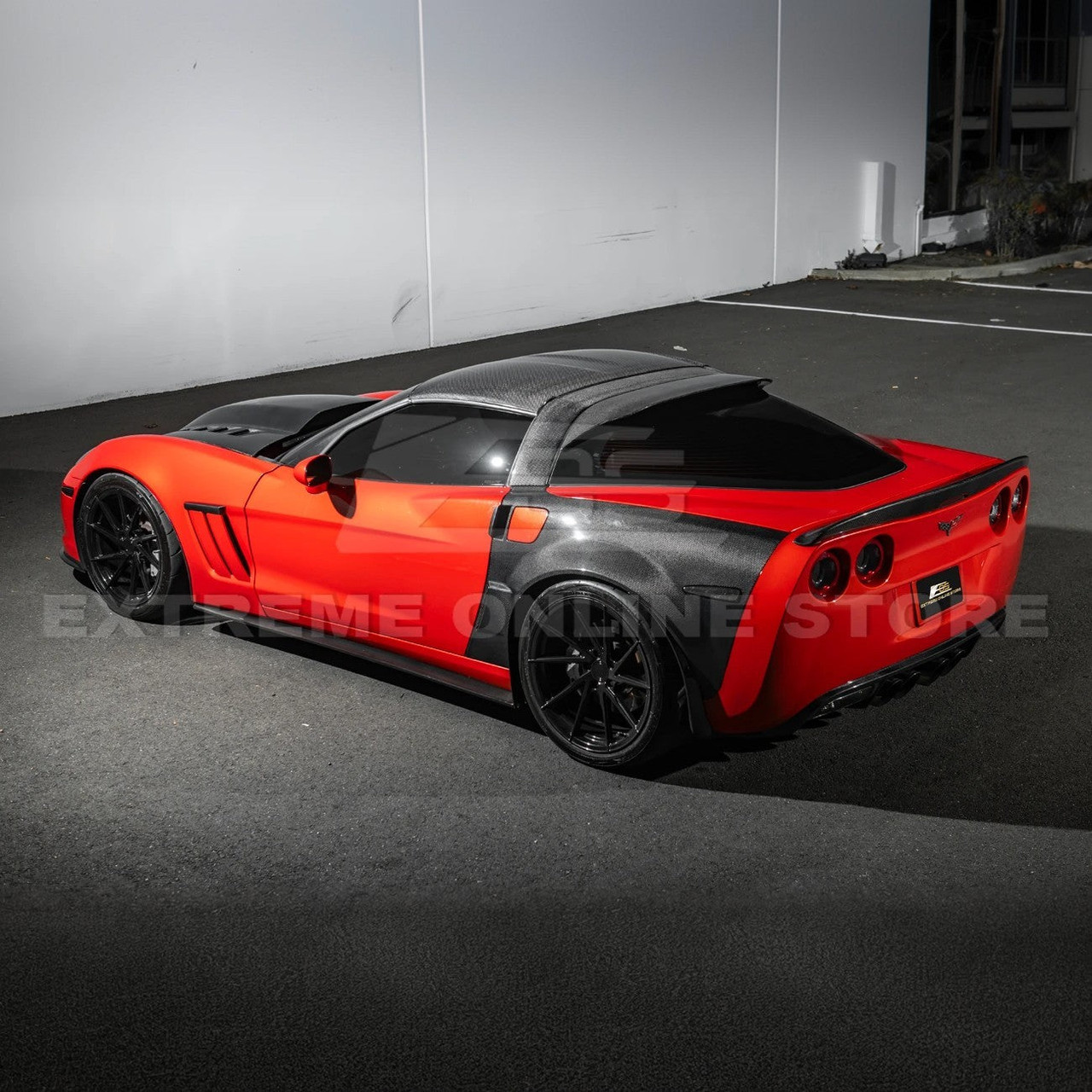 EOS Carbon Fiber Roof Spoiler - 05-13 C6 Corvette Base / GS / Z06 / ZR1 (SPOILER-1357-BKCF)