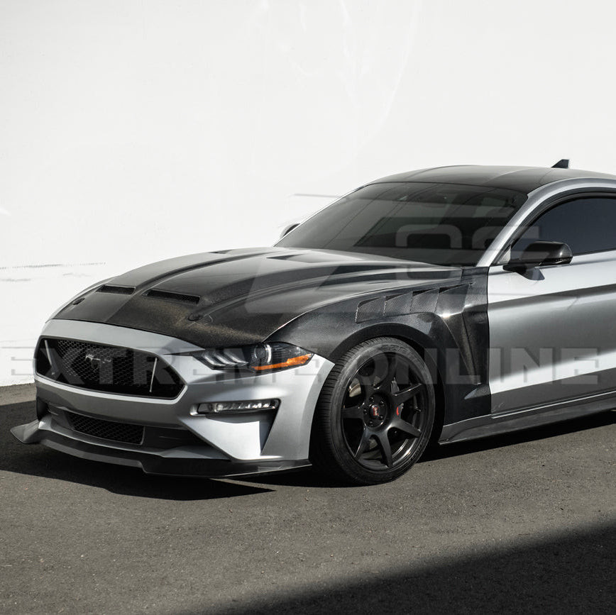 EOS Carbon Fiber Front Fenders GTD Style - 18-23 Ford Mustang (FENDER-1036-BKCF)