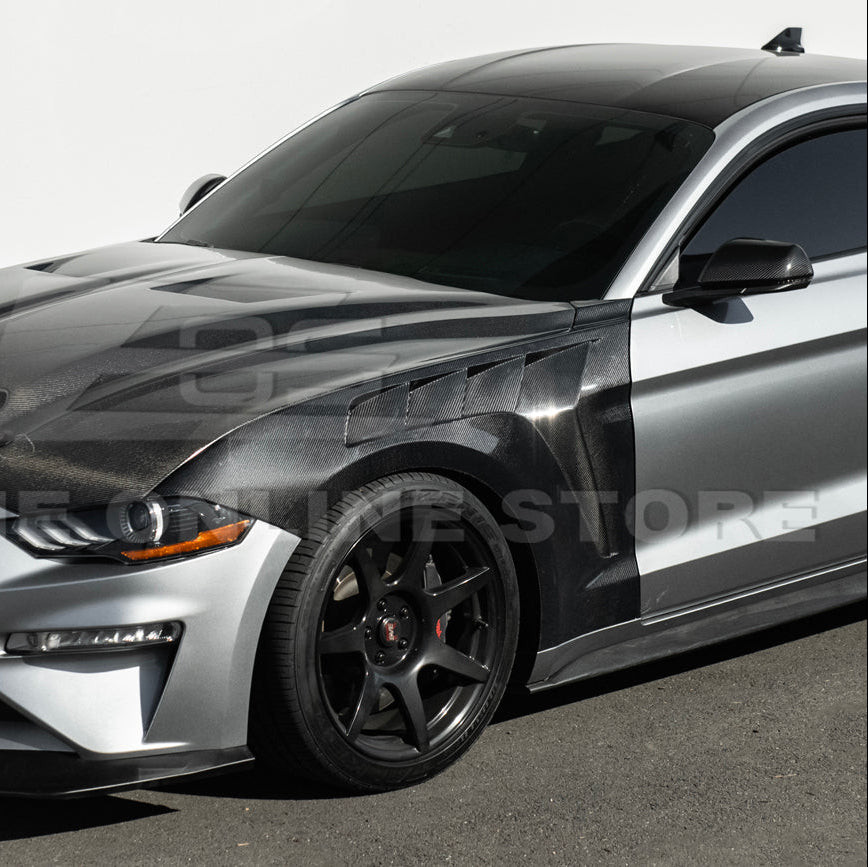 EOS Carbon Fiber Front Fenders GTD Style - 18-23 Ford Mustang (FENDER-1036-BKCF)