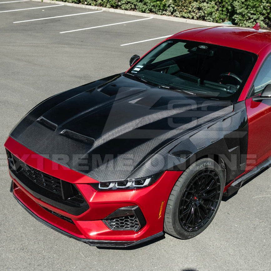 EOS Carbon Fiber Hood Super Snake Style - 2024+ Ford Mustang (HOOD-1466-BKCF)
