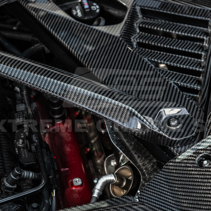 EOS Engine Bay X-Brace w. No Logo - Carbon Fiber - C8 Corvette (BRACE-687-BKCF-NOLOGO)
