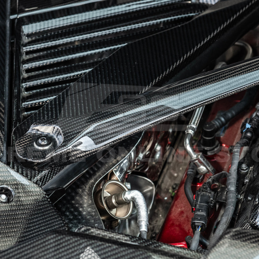 EOS Engine Bay X-Brace w. No Logo - Carbon Fiber - C8 Corvette (BRACE-687-BKCF-NOLOGO)