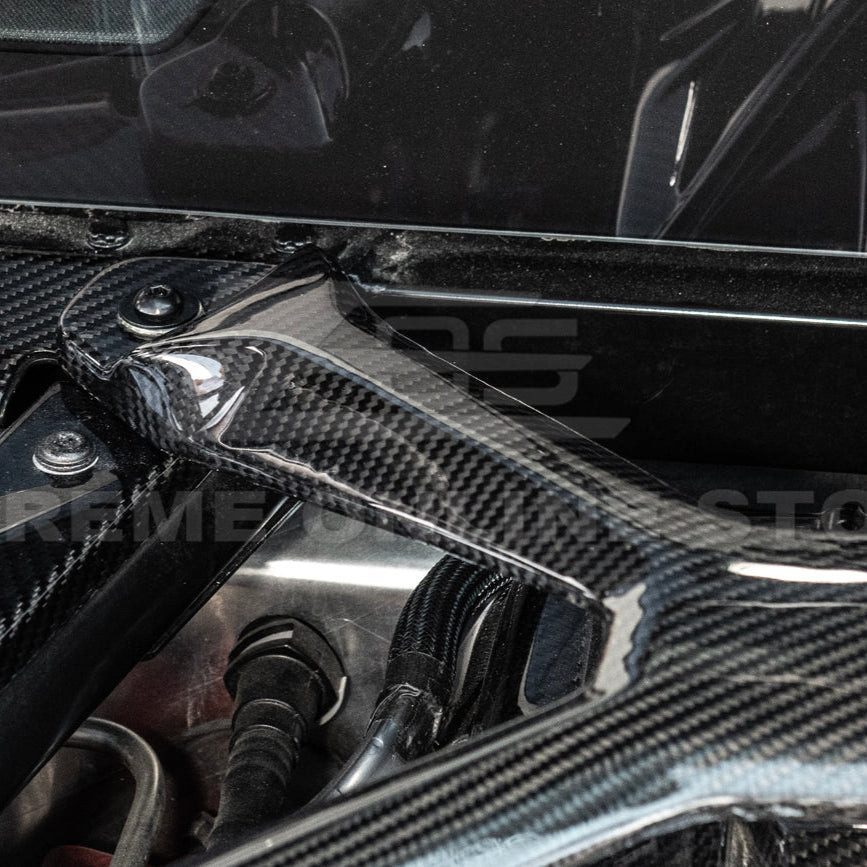 EOS Engine Bay X-Brace w. No Logo - Carbon Fiber - C8 Corvette (BRACE-687-BKCF-NOLOGO)