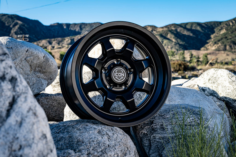 ICON Nuevo 17x8.5 / 5x150 / 25mm Offset / 5.75in BS Satin Black Wheel - 8117855557SB Photo - lifestyle view