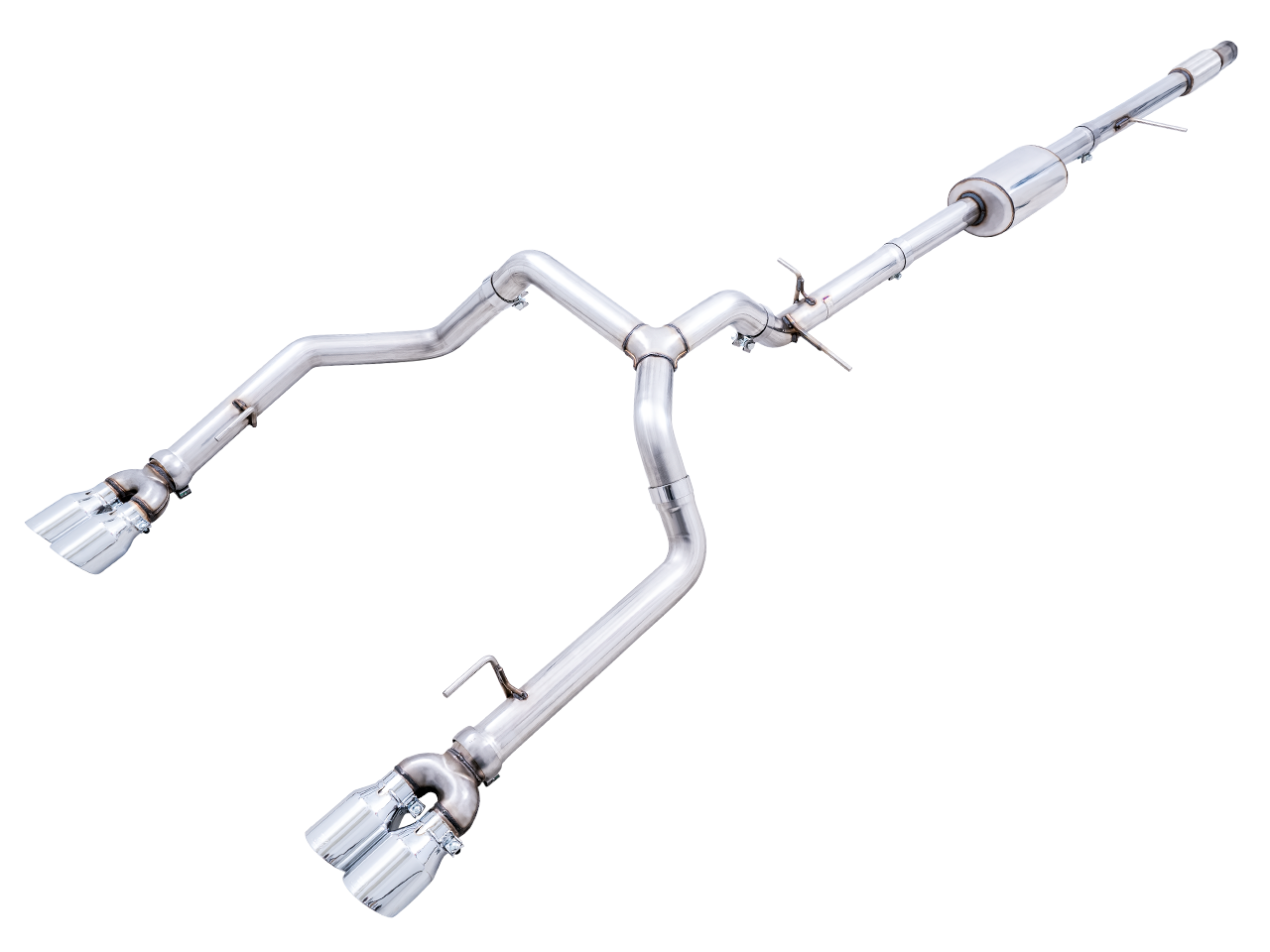 AWE Exhaust 0FG Catback Exhaust Split Rear Exit w. Chrome Quad Tips - 19-24 Silverado & Sierra 5.3L