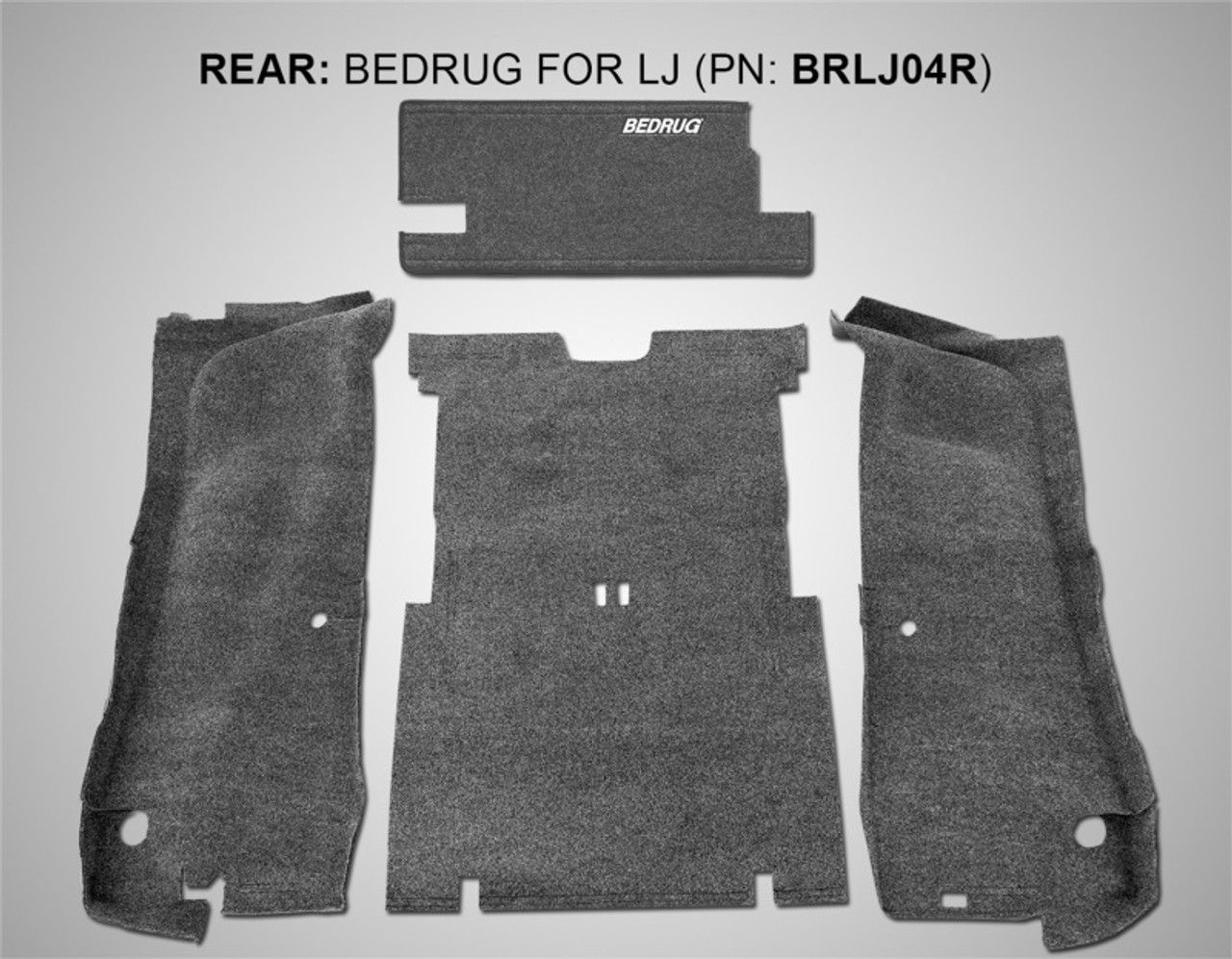BedRug 03-06 Jeep LJ Unlimited Rear 4pc Cargo Kit (Incl Tailgate & Tub Liner) - BRLJ04R