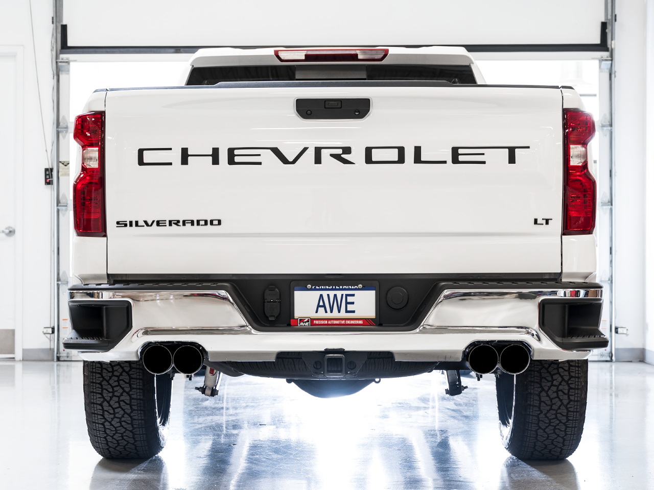 AWE Exhaust 0FG Catback Exhaust Split Rear Exit w. Black Quad Tips - 19-24 Silverado & Sierra 6.2L