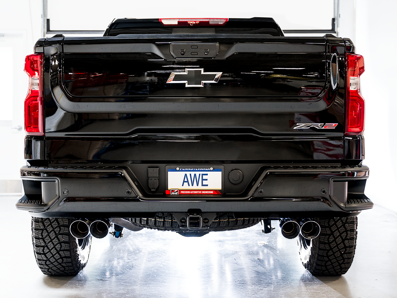 AWE Exhaust 0FG Catback Exhaust w. Black Quad Tips - Silverado ZR2 & Sierra AT4X