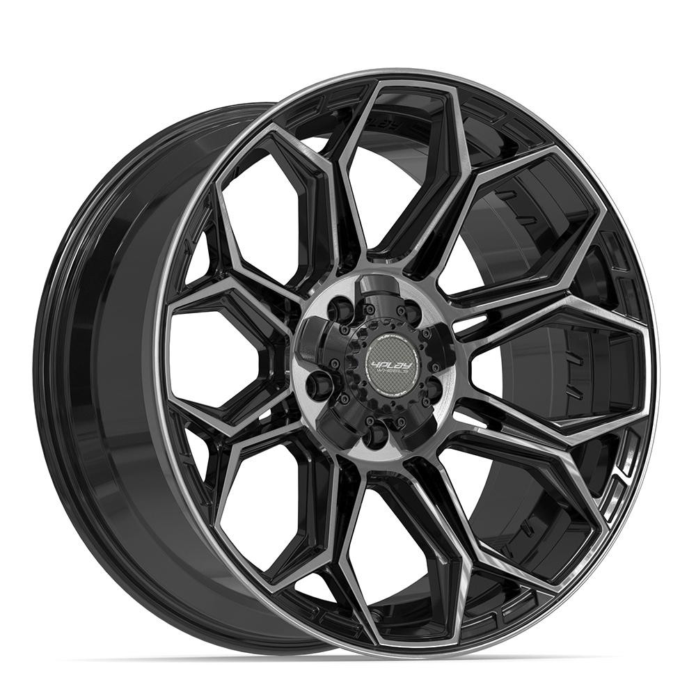 4PLAY 4P83 20x9 5x127 + 5x139.7 0et Gloss Black Brushed with Tinted Clear Wheel