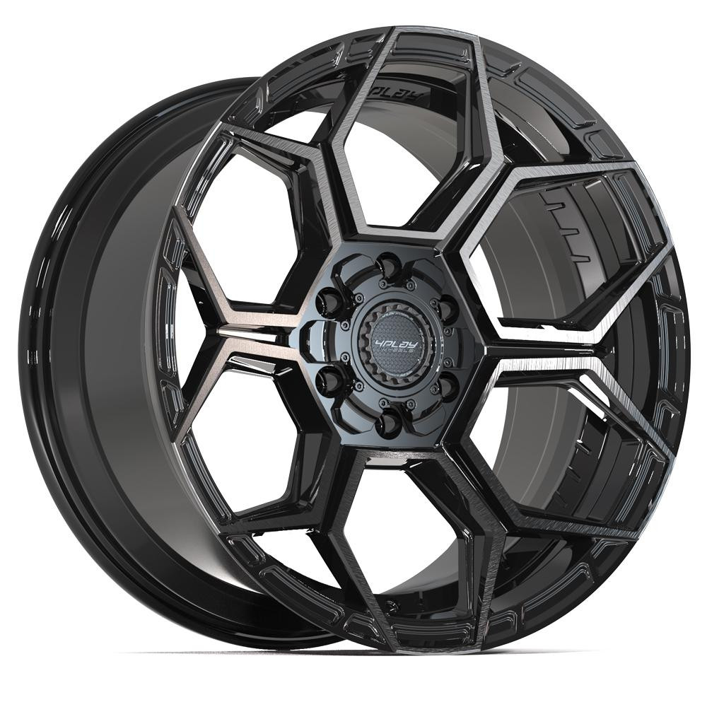 4PLAY 4PS26 20x9 6x135 + 6x139.7 -6et Gloss Black Brushed with Tinted Clear Wheel