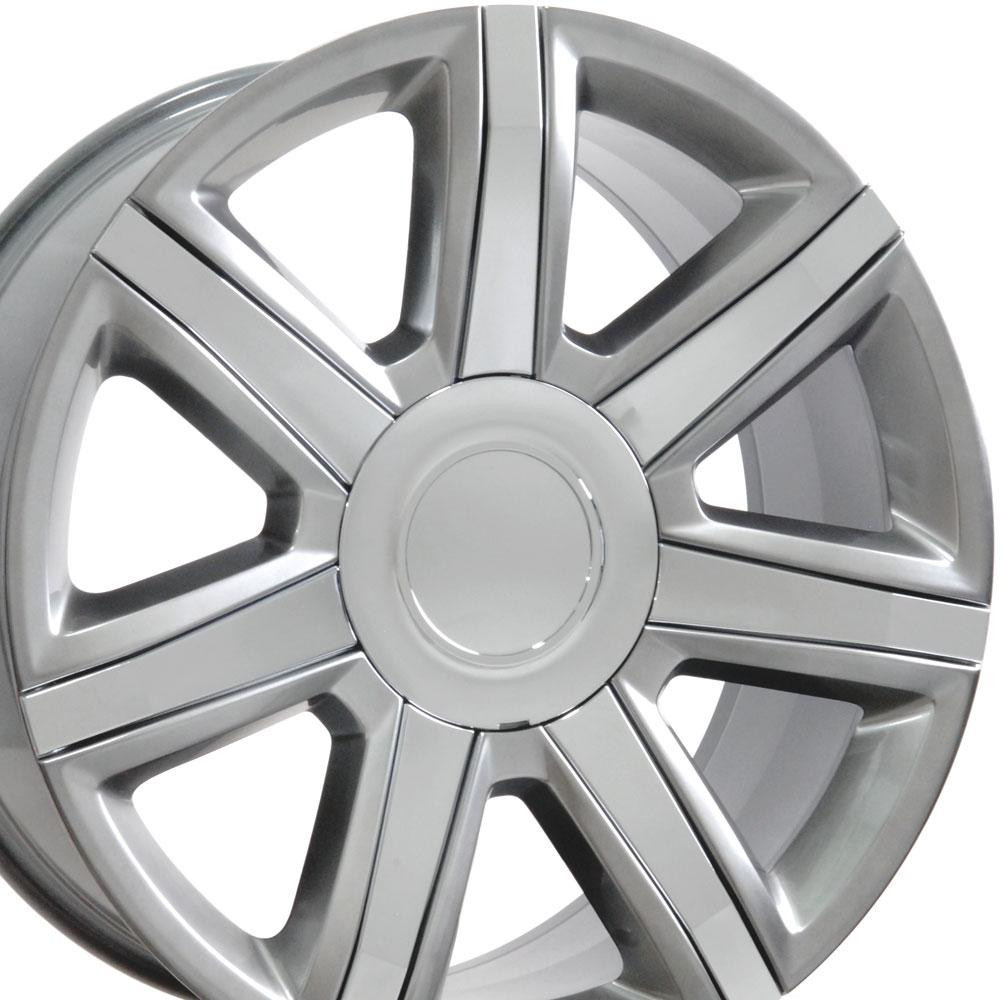 OE Wheels CA87 22x9 6x139.7 31et Gloss Hyper Silver with Chrome Insert Wheel