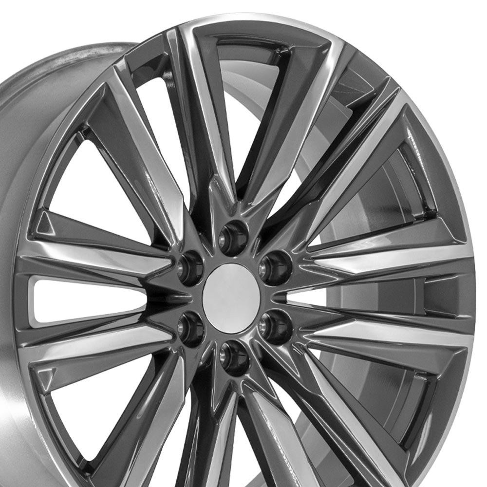 OE Wheels CA91 24x10 6x139.7 28et Gloss Gunmetal with Polished Face Wheel