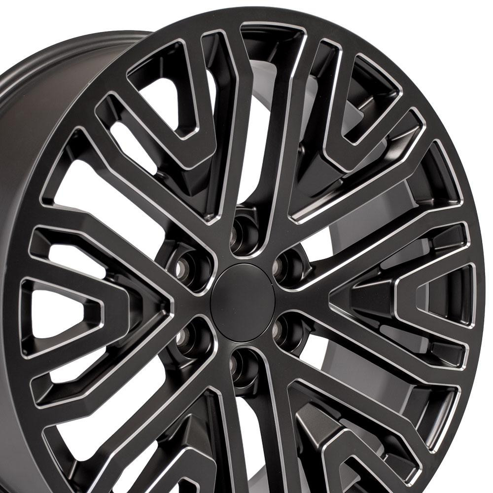 OE Wheels CV37 22x9 6x139.7 28et Satin Black with Milled Edge Wheel