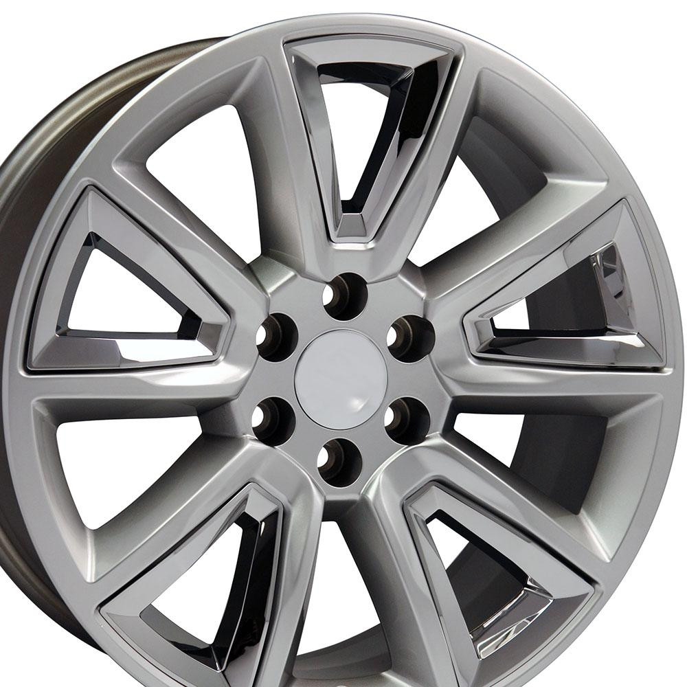 OE Wheels CV73 20x8.5 6x139.7 24et Gloss Hyper Black with Chrome Insert Wheel