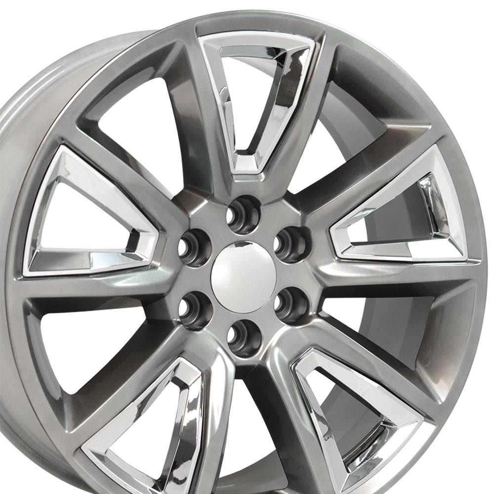 OE Wheels CV73B 22x9 6x139.7 24et Gloss Hyper Black with Chrome Insert Wheel