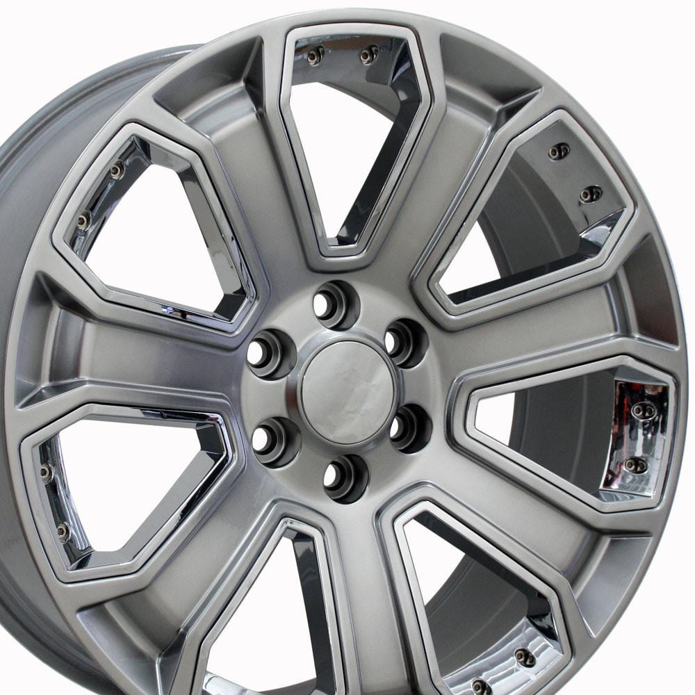 OE Wheels CV93B 22x9 6x139.7 31et Gloss Hyper Black with Chrome Insert Wheel