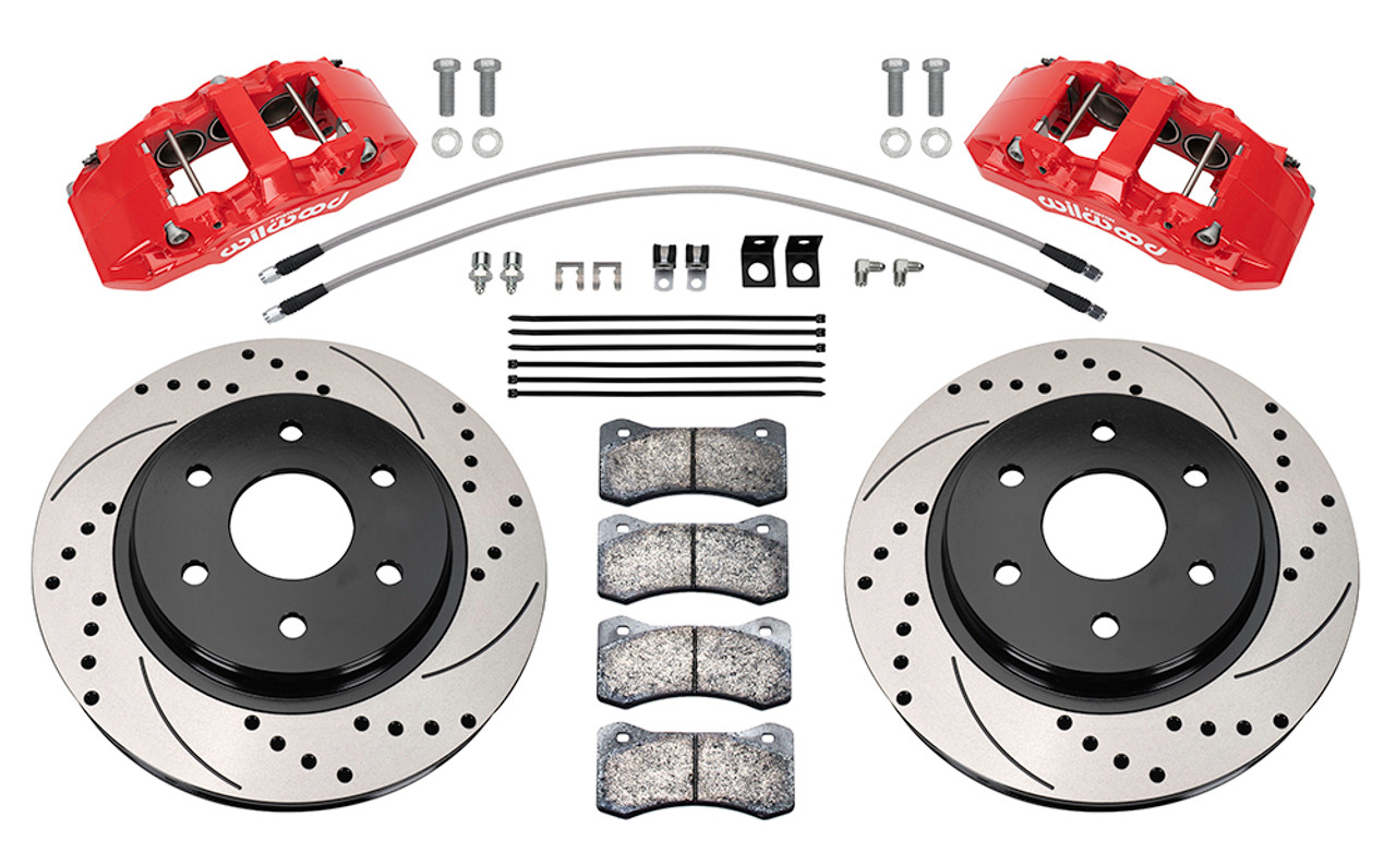 Wilwood 6 Piston Big Brake Kit - Front - Red Calipers / Drilled & Slotted Rotors - 2021+ Ford Raptor