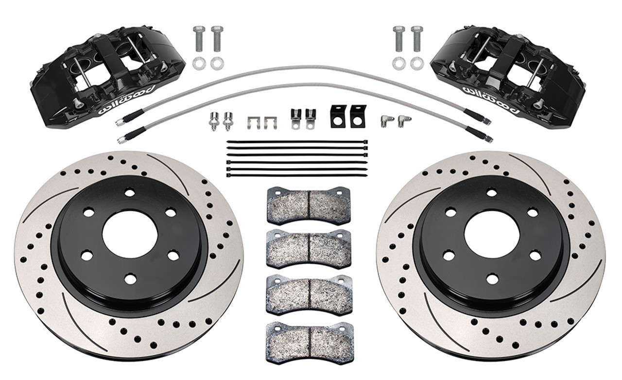 Wilwood 6 Piston Big Brake Kit - Front - Black Calipers / Drilled & Slotted Rotors - 2021+ Ford Raptor