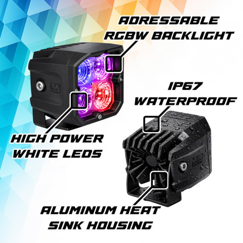 XKGlow RGBW Addressable Cube Light Kit - Driving Beam - MX-CUBE-D-KIT User 1