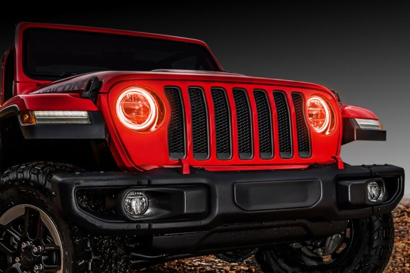 Oracle Jeep Wrangler JL/Gladiator JT LED Surface Mount Headlight Halo Kit - Amber - 1214-005 Photo - lifestyle view