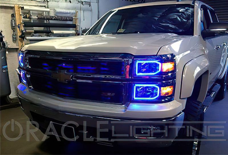Oracle 14-15 Chevrolet Silverado LED Non Projector Headlight Halo Kit - Blue - 2271-002 Photo - lifestyle view