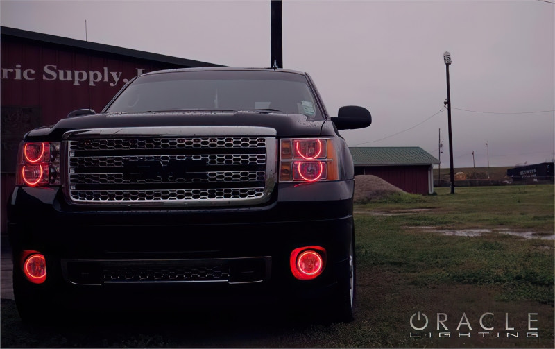 Oracle 08-13 GMC Sierra LED Round Ring Headlight Halo Kit - Blue - 2653-002 Photo - lifestyle view