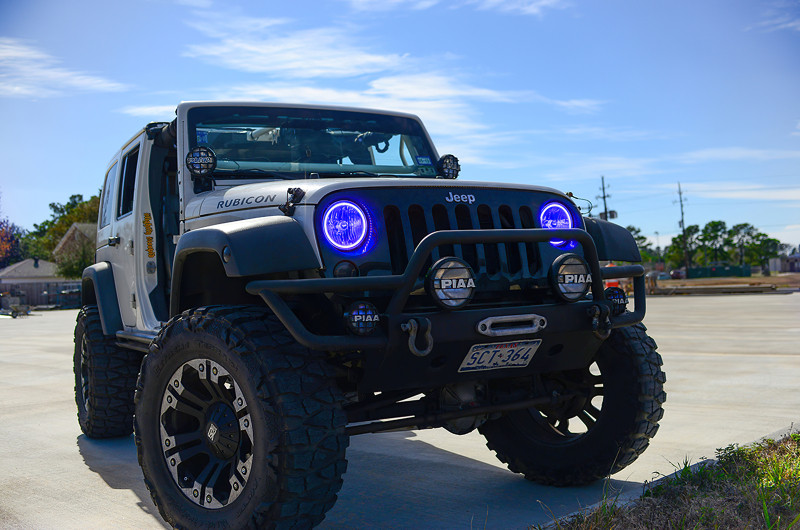 Oracle 07-17 Jeep Wrangler Surface Mount LED Headlight Halo Kit - Blue - 3943-002 Photo - lifestyle view
