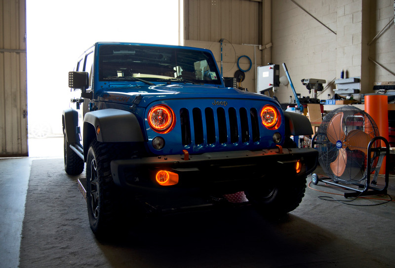Oracle 07-17 Jeep Wrangler Surface Mount LED Headlight Halo Kit - Amber - 3943-005 Photo - lifestyle view